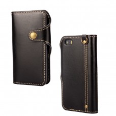 iPhone SE 5 5s - Top Quality Imported Argentina Genuine Leather Flip Wallet Protective Phone Cover Case - Black
